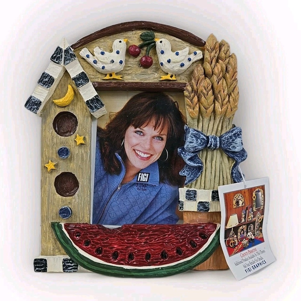 Fiji Graphics Slice Of Country 3D Resin 3.5x5" Photo Frame Shelf Sitter 1994 NOS